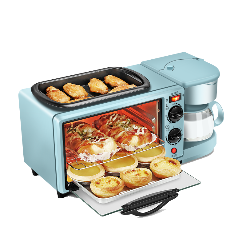 JN江南·体育多功能三合一早餐机多士炉电烤箱煎蛋咖啡机（蓝色）